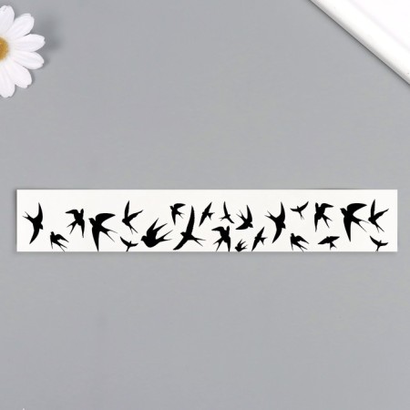 Tattoo on the body Black "Bracelet. Swallows" 20x3 cm-3