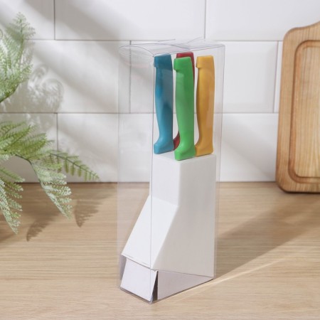 A set of kitchen knives on the stand “Rainbow”, 4 objects, blade 6.5 cm, 8.5 cm, 9.5 cm, 11.5 cm, on a stand, Mix color-3