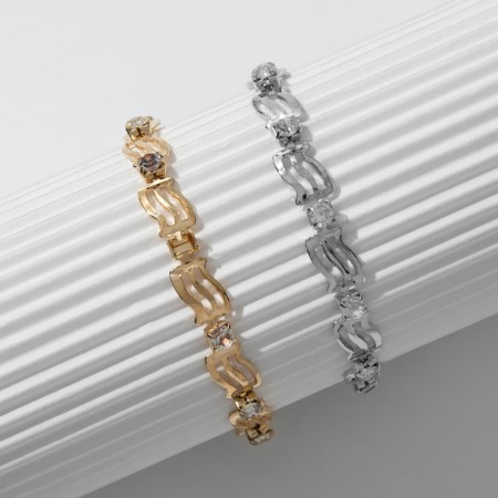 Bracelet with rhinestones "Flinking" wave, color mix, l = 17 cm-3