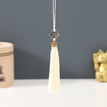 Textile suspension, plastic "Knot of happiness and infinity" Cream 0.7x1x9.5 cm