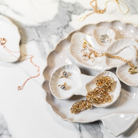 Earrings with pearls "melting", gray color in gold-2