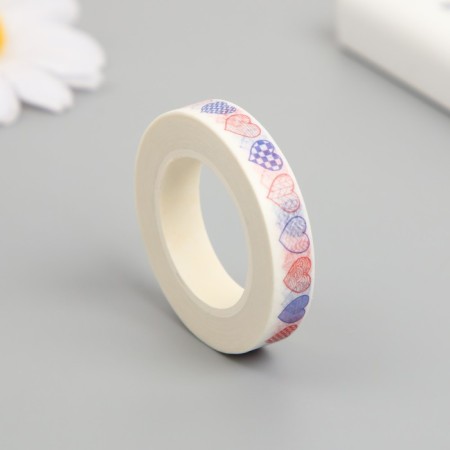 Adhesive tape paper "Drawn hearts" Width 0.8 cm winding 10 m 4.1x4.1x0.8 cm