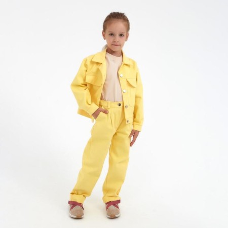 Джинсы для девочки MINAKU: Casual collection KIDS, цвет лимонный, рост 140 см-11