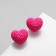 Earrings plastic "Caramel" heart, bright pink color