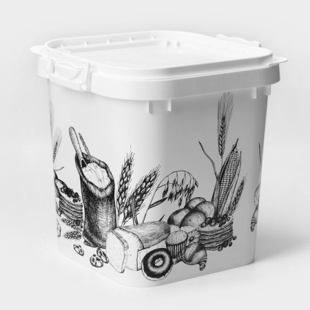 Container for flour and sugar, 25 l, decor, white color-1
