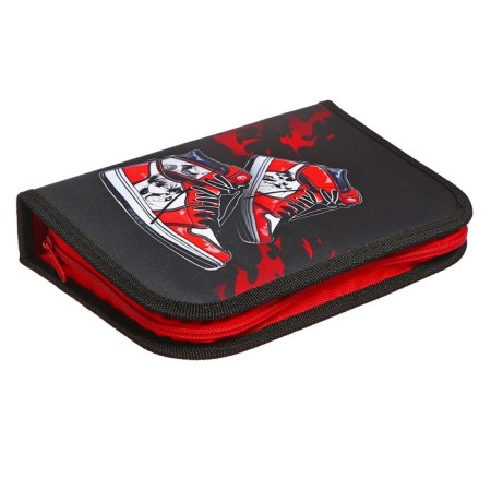 Penal 3 sections, tab inside, 140 x 210 x 40 mm, fabric, calligrata top block "ANime sneakers"-2