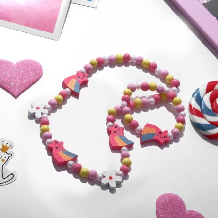 Set of children's "chosen" 2 items: beads, bracelet, star-random, color