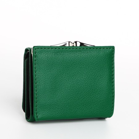 Women's wallet on the button, green color-1