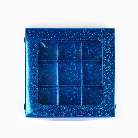 Box for sweets "Blue stars", 14.7 x 14.7 x 3.5 cm-1