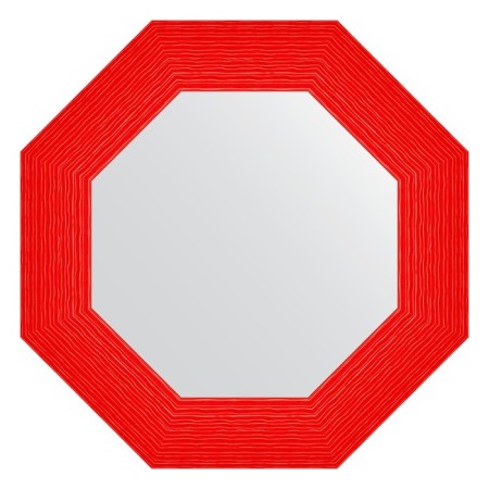 Mirror in the baguette frame, red wave 89 mm, 57x57 cm