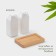 Porcelain set for spices on the bamboo stand Bellatenero “Package”, 3 objects: Solonka, List, stand, white color