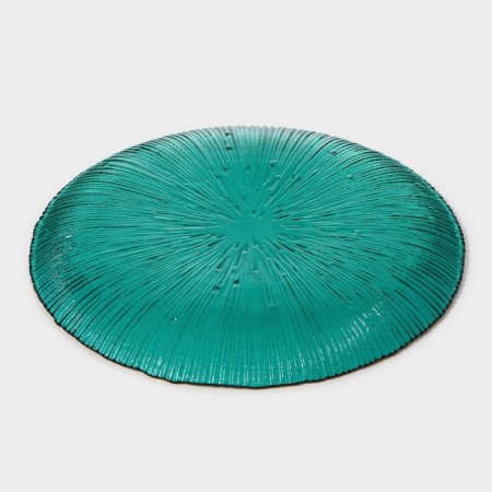 Glass plate "Fireworks", d = 20.5 cm, emerald color-3