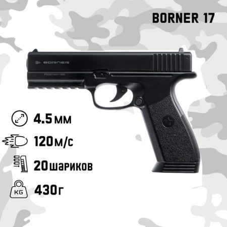 Pneumatic pistol "Borner 17" feces. 4.5 mm, 3 j, bldg. - plastic, up to 120 m/s