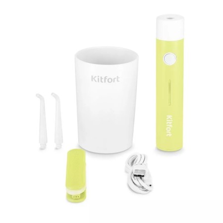 Irrigator KitFort KT-2957-2, portable, 320 ml, 3 modes, 2 nozzles, from battery, white and yellow-6