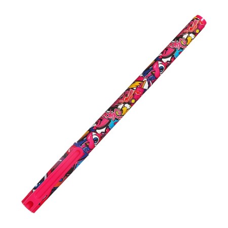 Ballic handle 0.7mm blue oil, vinson Softtach case with a pattern (barcode on a piece)-1