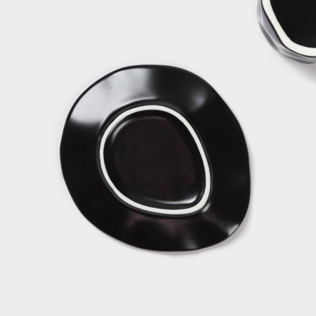 Tea couple ceramic "basalt", 2 items: mug 200 ml, saucer d = 14.8 cm, black color-4