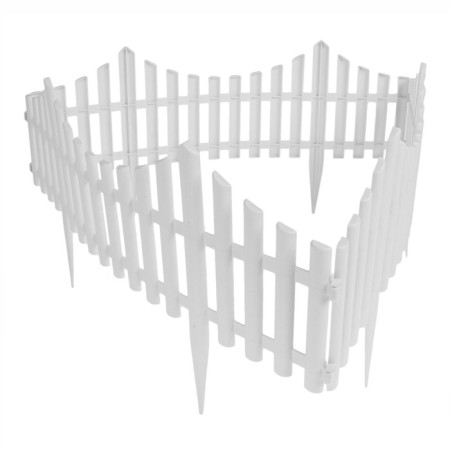 Decorative fence, 30 × 300 cm, 5 sections, plastic, white, Greengo-8