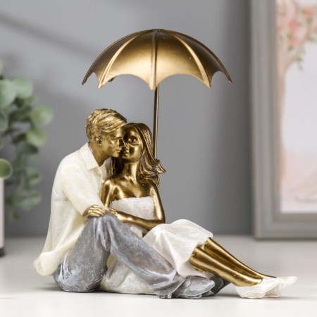 Souvenir Polystone Romance "Lovers kiss under the umbrella" Bezh 18x10x18 cm