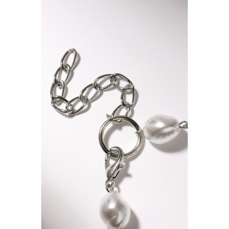Baroque Bracco Bracelet, beads, white color in silver, l = 18 cm-2