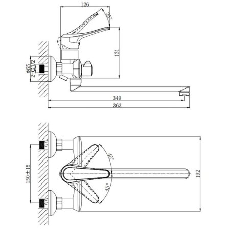Bath mixer rush jawa ja0735-51, one-rod, long swivel spout, chrome-1