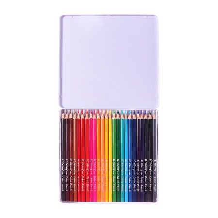 Pencils 24 colors, in metal pencil case, triangular, wooden, landscape mix-5