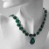 The necklace "Jewel" drop, emerald color in silver, 32.5 cm