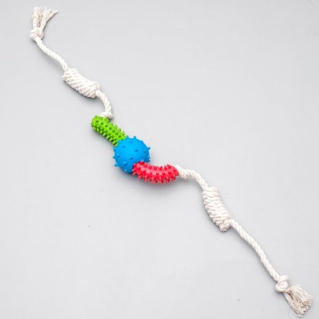 Cable toy with chewing elements "toothpick", up to 60 cm, mix of flowers-3