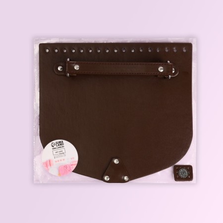 Clap for a bag, with a handle, on a magnetic button, 23 × 21 cm, brown/silver color-6