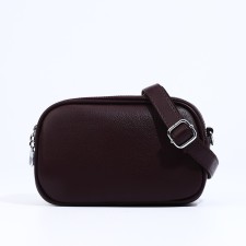 Cross-Body bag on zippers, external pocket, burgundy color