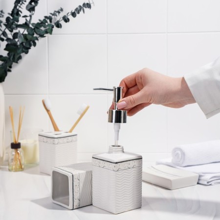 A set of accessories for the bathroom "Curls", 4 items (soap dish, soap dispenser, 2 glasses), white color-4