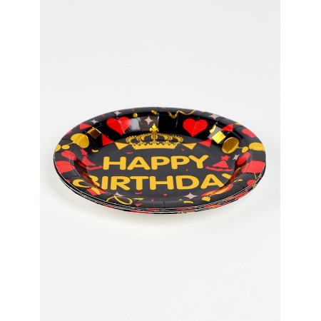 A set of paper utensils "Happy birthday", set 12 pcs., Black color-2