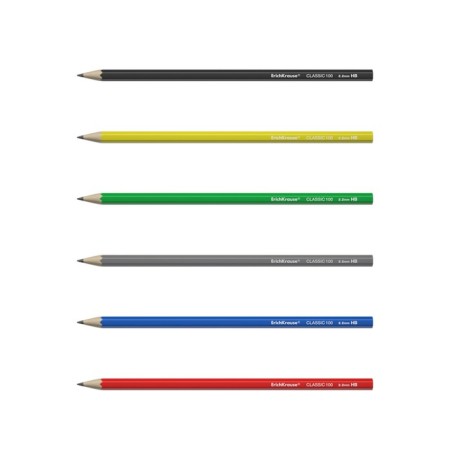Pencil Chernographic Erichkrause "Classic 100", HB, Grifel D = 2.2 mm, plastic, hexagonal, in a box, mix-6