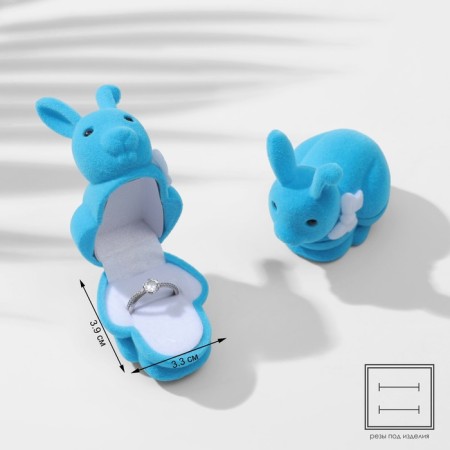Velvet case for earrings/ring "Rabbit" 5.7 × 4.5, turquoise color-1