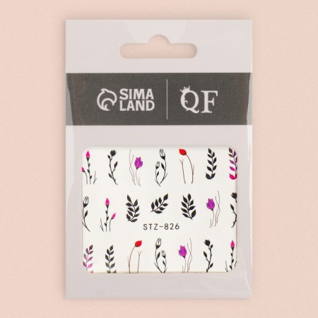 Nail stickers "Tulips", water, packing 6 pcs, multi -colored-1