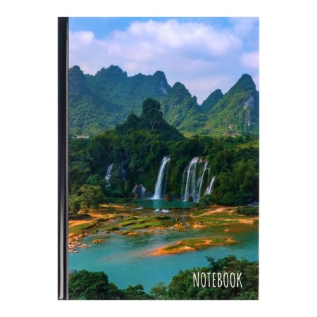 Note book A5, 160 sheets in the Mountain Waterfall Code, hard cover, glossy lamination, offset block