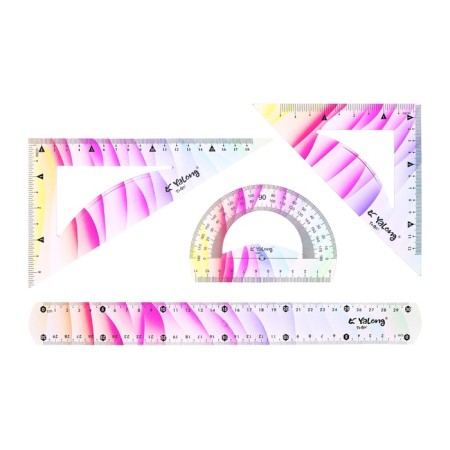 Set of geometric flexible silicone (ruler 30cm+2 squares+transporter) gradient-1