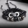 Bracelet Leather "Viking" Infinity, black color in silver, d = 7 cm