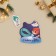 Congratulatory card "Happy New Year!" Snowman and cat, 8 x 9 cm, New Year