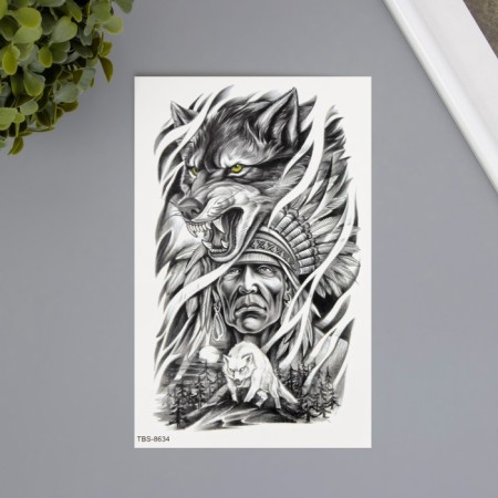 Tattoo on the body Black "Leader. Resistance" 12x19 cm