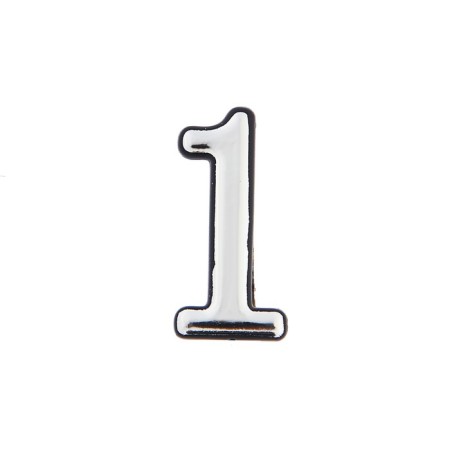 Door number "1", plastic, chromium color