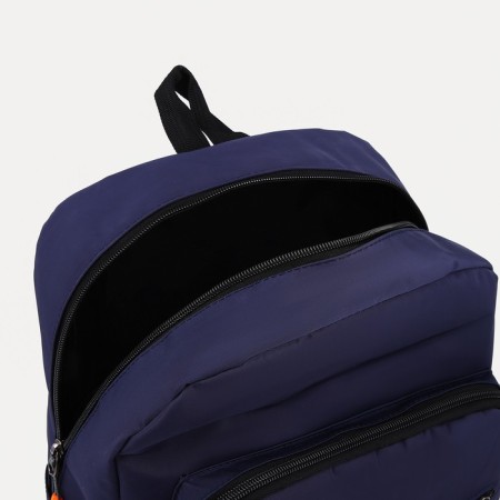 Youth backpack from textiles, 5 pockets, blue color-5