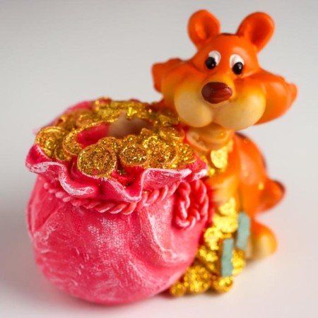 Piglite Polystone "Red Tiger with a barrel/bag of gold coins" MIX 9.5x7.5x10 cm-5