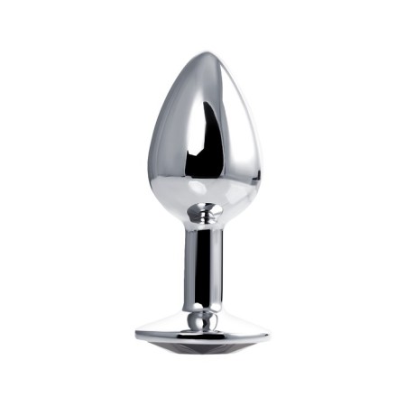 Anal sleeve of little cuts, silver, with a black crystal, Ø 2.5 cm, 48 g-2