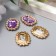 Decor for creativity Metal "Medallion octagonal" Lilac crystal rhinestones 2x1.5 cm