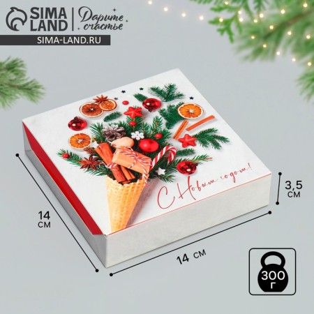 Folding box “Happy New Year!”, 14 x 14 x 3.5 cm, new year