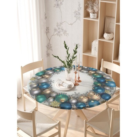 Tables on the table “Circle of balls”, round, oxford, elastic band, size 140x140 cm, diameter 105-120 cm-2
