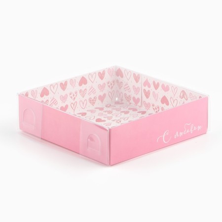Confectionery packaging, boxing box with PVC lid, “with love”, 12 x 12 x 3 cm