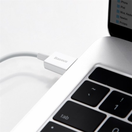 Baseus cable, Lightning - USB, 2.4 A, TPE braid, 1 m, white-8
