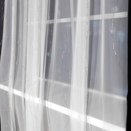 Garland "Curtain" 2.8 × 3 m dew on hooks, IP20, silver thread, 300 LED, glow warm white, flicker, USB-5