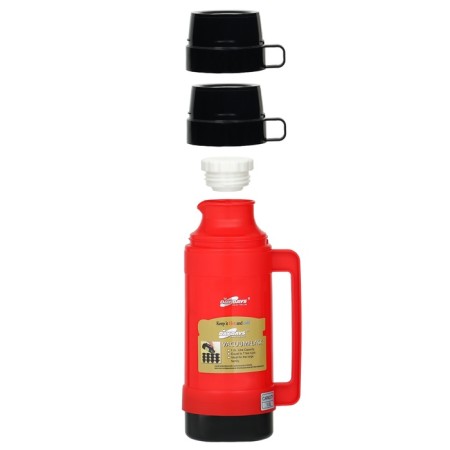 Thermos 1 l, with a glass flask, 2 circles, 13.5 x 32 cm, red-1